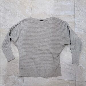 J. Crew Cashmere Wool Size S Boat Neck Gray tan Cable Sweater Top Women dolman